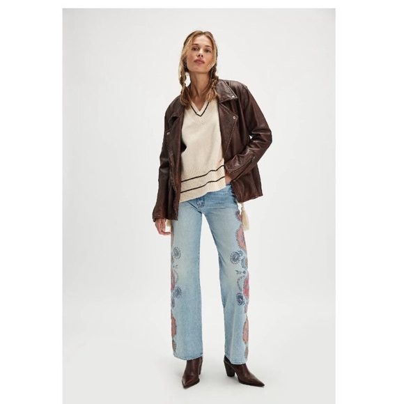 NWT Mother Superior Lil Maven Wide Leg Jeans with side seam decals - Picture 5 of 14